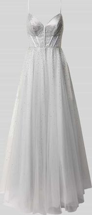 Jake*s Abendkleid mit Herz-Ausschnitt in Hellgrau, Gr&ouml;&szlig;e 32