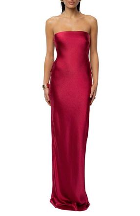 JLUXLABEL Regal Rising Corset Back Strapless Satin Gown in Red at Nordstrom, Size X-Large