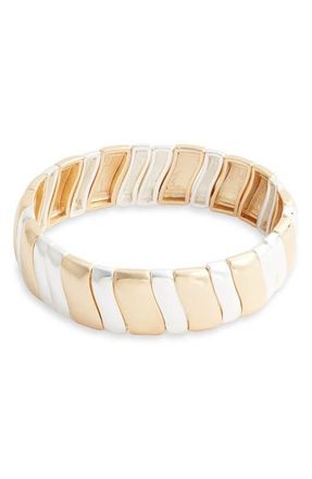 Nordstrom Wavy Link Stretch Bracelet in Gold- Silver at Nordstrom