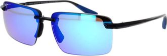 Maui Jim Sunglasses, unisex, Black, 61 MM, Blue Mirrored Polarized Sunglasses Laulima