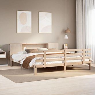 vidaXL Cama Con Estanter&iacute;a Sin Colch&oacute;n Madera Maciza De Pino 180x200cm Vidaxl