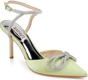 Badgley Mischka Jasmine Pointed Toe Pump in Lemon Satin at Nordstrom Rack, Size 6