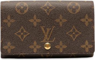 Louis Vuitton Portafoglio Monogram Porte Monnaie Tresor Wallet piccolo 2002 - Marrone
