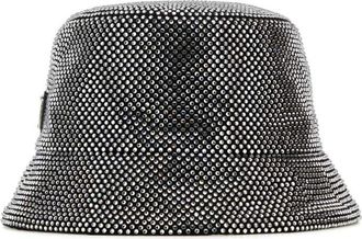 Prada Black Silver Embellished Stud Bucket Hat