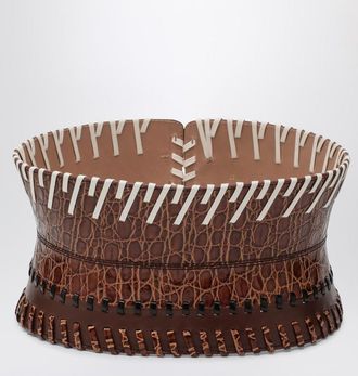 Dries Van Noten Light brown leather corset belt