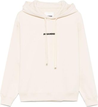 Jil Sander Beige Logo Print Hoodie