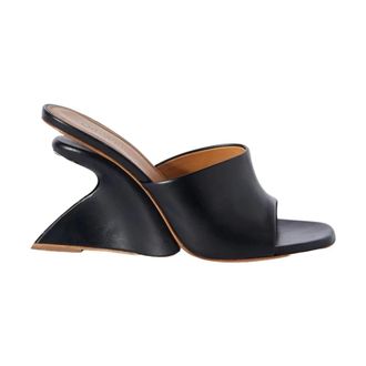 Off-white Leren Sleehak Muiltjes - Dames - Sleehakken - Zwart - 37 EU - Schoenen