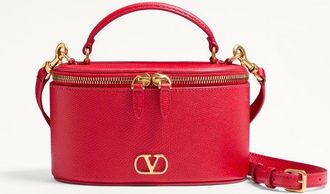 Valentino Garavani Mini Vanity Bag VLogo Signature In Vitello Granato Donna ROUGE PUR UNI