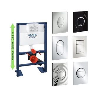 GROHE Bastidor De Soporte Para Inodoro De Baja Altura Con Placa De Accionamiento Grohe Placa De Accionamiento Skate Air, Horizontal, Blanco Alpino