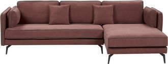Beliani Beliani - Modern Corner Sofa Left Hand Polyester Upholstery Pillow Back Scatter Cushions Burgundy Altan