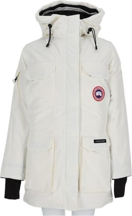 Canada Goose White Hooded Flap Pocket Padded Jacket