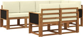vidaXL Conjunto De Sof&aacute;s De Exterior 7 Uds. Natural Y Crema Poli&eacute;ster Vidaxl
