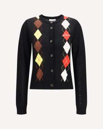 Ganni Diamond-pattern Cardigan Female XS