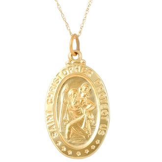 Pompeii3 14k Yellow Gold St. Christopher Medal Pendant 1 Tall 2.5 Grams