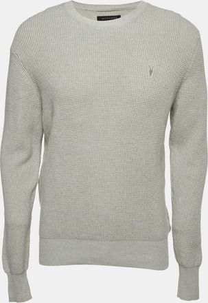 AllSaints Grey Cotton Knit Crewneck Trias Sweater