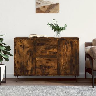 vidaXL Vidaxl - Aparador De Madera De Ingenier&iacute;a Roble Ahumado 101,5x35x70 Cm