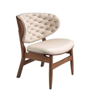 Angel Cerd&aacute; Sand Leatherette Armchair with Walnut Legs in Light Sand