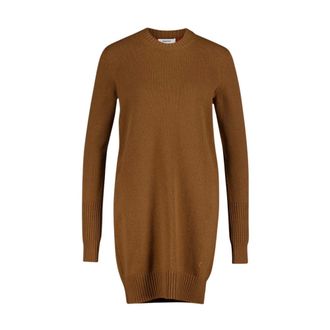 Ferragamo Kleedjes, Dames, Bruin, M, Luxe Cashmere Mini Jurk Kameel