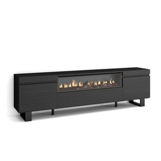 Skraut Home Skraut Home - Mueble Tv, Televisi&oacute;n, Muebles De Sal&oacute;n, Almacenaje, 200x57x35cm, Para Tv Hasta 80, Chimenea El&eacute;ctrica, Dise&ntilde;o Industrial, Estilo Modern