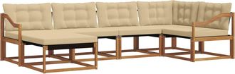 vidaXL Conjunto De Sof&aacute;s De Exterior 6 Uds. Natural Y Beige Vidaxl