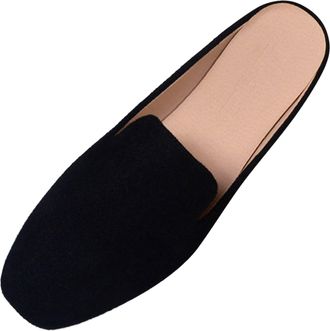 Generic Womens Everyday Casual Comfort Flat Slip On Shoes for Spring Autumn Seasons Lightweight Flexible Sole Design (Black, 4.5)