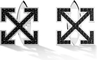 Off-white Lab Grown Black Diamond Arrow Cuff Links in Silver at Nordstrom, Size 8
