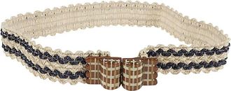 Exquisite J Gestreepte Raffia Riem - Dames - Riemen - Beige - S - Accessoires