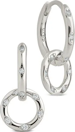 Sterling Forever Double Halo Pav&eacute; Drop Earrings in Silver at Nordstrom Rack