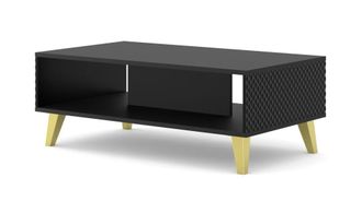 AKL FURNITURE Mesa de centro efecto madera Negro y Dorado