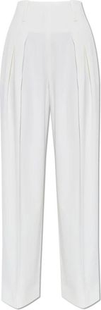 Victoria Beckham Geplooide broek - Dames - Straight fit broeken - Wit - XS - Wol - Broeken