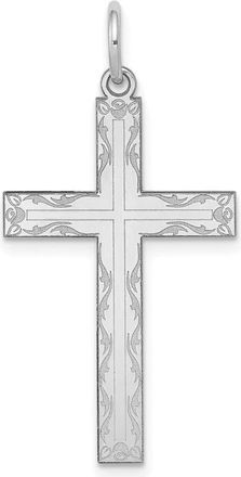 Diamond2Deal 14K White Gold Laser Designed Cross Pendant