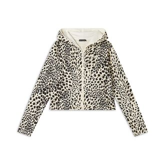 Freddy Felpa cropped con zip e cappuccio animalier