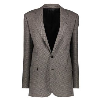 Celine Houndstooth Blazer Lapel Collar Pockets