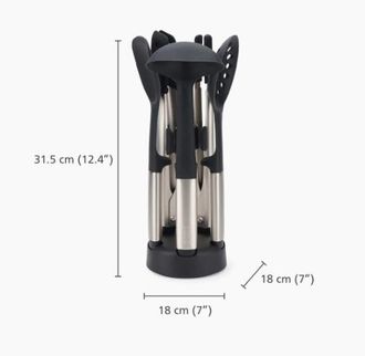 Joseph Joseph Set Di Utensili In Acciaio Inox Elevate Fusion Josephjoseph Joseph Elevate Fusion, 5 Pezzi Con Supporto Compatto, Design Funzionale Ed Elegante, Multi