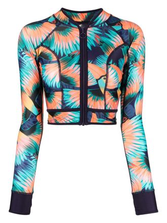 Duskii toucan-print cropped rash guard - Multicolour