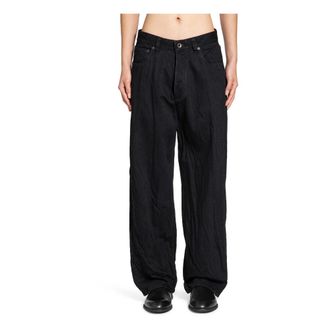 STUDIO NICHOLSON Straight Jeans, male, Black, Size: M Seb Crinkle Denim Pant