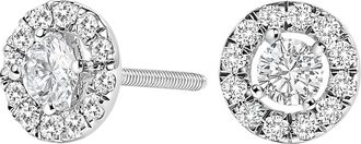 House of Brilliance 14K White Gold 3/4 Cttw Lab-Grown Diamond Floating Halo Stud Earring
