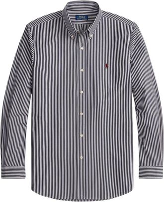 Ralph Lauren Custom Fit Stripe Poplin Shirt - Heren - Casual Overhemden - Blauw - S - Katoen - Overhemden