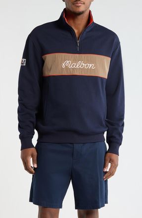 Malbon Golf Torrey Pines Quarter Zip Sweatshirt in Baritone Blue at Nordstrom, Size Xx-Large