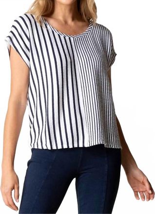 Habitat Earn Your Stripes Fine Line Tee In White/navy