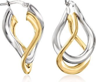 Ross-Simons Italian 2-Tone Sterling Silver Curved Double-Hoop Earrings