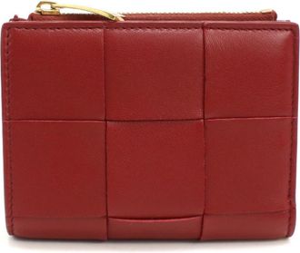 Bottega Veneta Red Color Leather Wallet (Bi-Fold) (Pre-Owned)