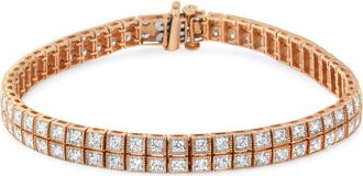 House of Brilliance 14K Rose Gold 3.0 Cttw Lab Grown Diamond Two Row Milgrain Tennis Bracelet in Pink at Nordstrom