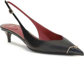 Valentino Garavani Womens Vlogo Signature Kitten-Heel Slingback Pumps Nero High Heel Shoes