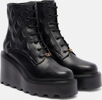 Valentino Garavani Stivali stringati Quiltie 67 in pelle