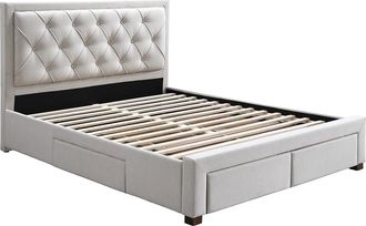 Vente-Unique Letto Con Cassetti 160 X 200 Cm Tessuto Beige - Leopold