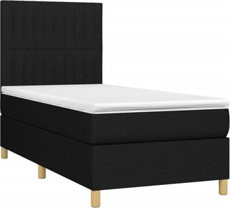 vidaXL Vidaxl - Cama Box Spring Colch&oacute;n Y Luces Led Tela Negro 90x190 Cm