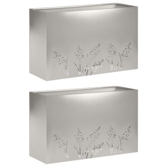 vidaXL Macetero De Jard&iacute;n 2 Uds. Plateado 80 X 20 X 49 Cm Vidaxl
