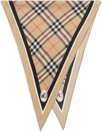 Burberry Check Knight-stamp Silk Scarf