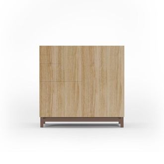 HERDASA Zapatero de melamina roble dorado patas moka 90x90x27 cm